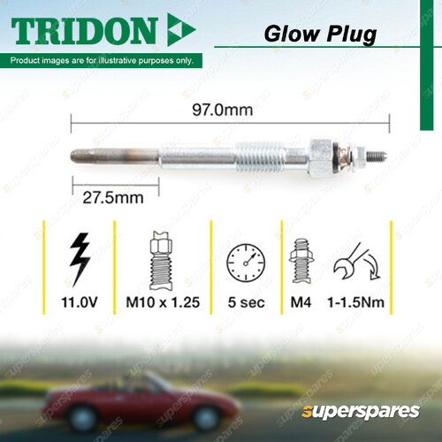 Tridon Glow Plug for Toyota Coaster HZB50 Corolla CE100 LiteAce CM35 CM36 Tarago