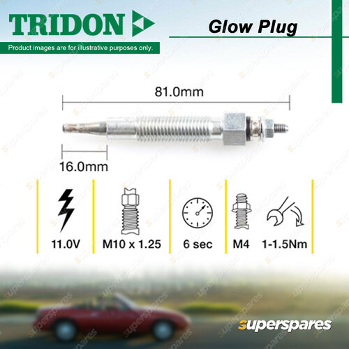 Tridon Glow Plug for Nissan Terrano R20 WD21 2.7L 4cyl TD27Ti TD27T 1989-2000