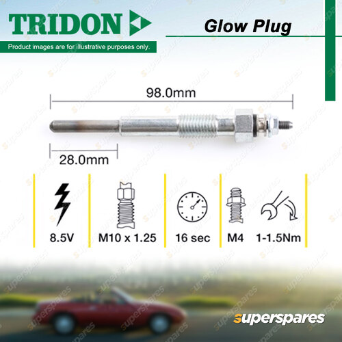 Tridon Glow Plug for Daihatsu Delta Wide YB 2.8L 4cyl 54kW DL-40 1987-1999 16sec