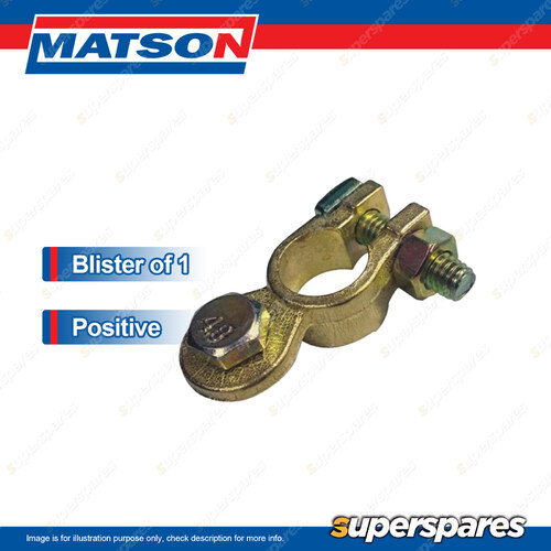 Matson HD Positive Brass Battery Terminal Connector -3/8" 10mm stud Blister Pk 1