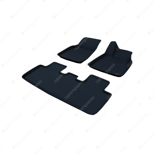 Front + Rear Trufit 3D Rubber Mats Kagu Series for Tesla Model Y 2020-On