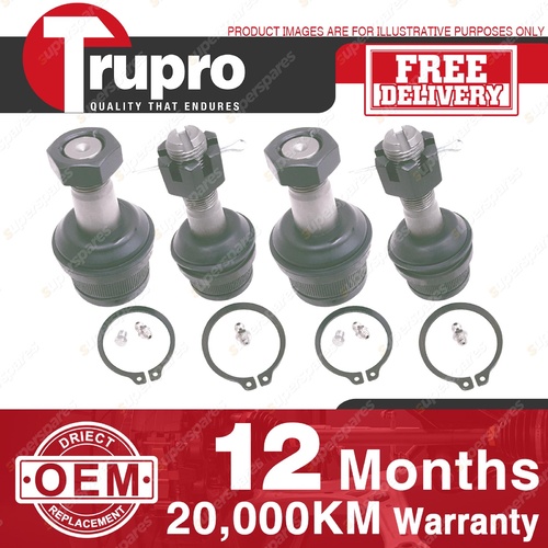 4 Pcs Trupro Lower+upper Ball Joints for FORD F SERIES 4WD inc. BRONCO F150 F250