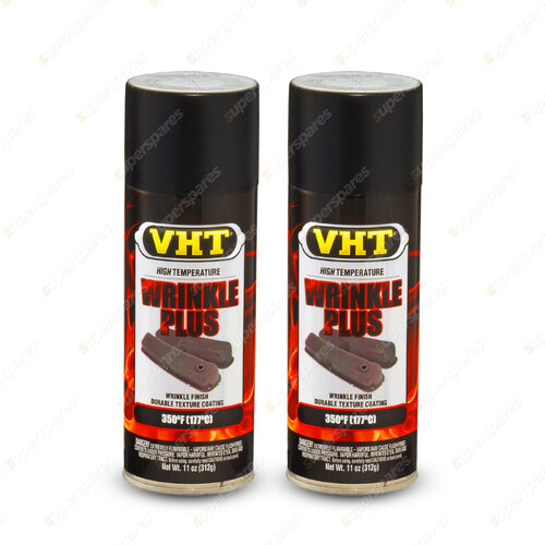 2 x VHT Wrinkle Finish High Heat Spray Paint Wrinkle Plus Coating Black SP201