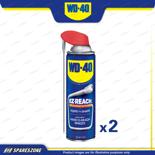 2 x WD-40 Multi Purpose Lubricant Aerosol Spray Cans 425G EZ - Reach