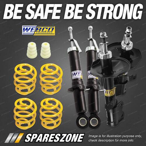 F + R Webco Shock Absorbers Super Low Springs for Toyota Corolla ZZE122 01-07