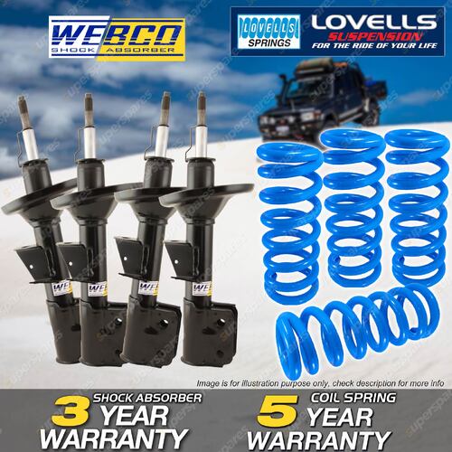 Front Rear Webco Shock Absorbers Lovells STD Springs for Subaru Liberty BD 97-99