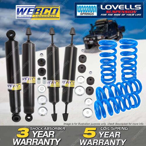 F + R Webco Shocks Lovells HD Raised Springs for Toyota Landcruiser LJ RJ 70 73