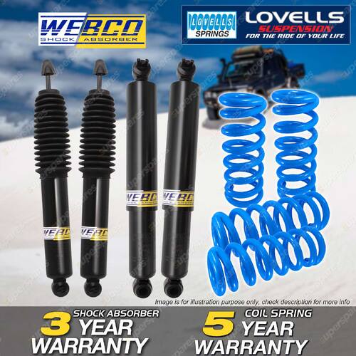 Front Rear Webco Shock Absorbers Lovells Raised Springs for Jeep Wrangler TJ