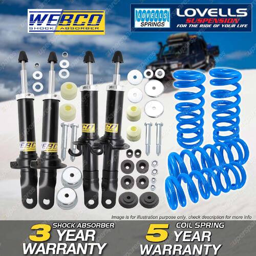 Front Rear Webco Shock Absorbers Lovells Raised Springs for Ford Falcon AU 98-02