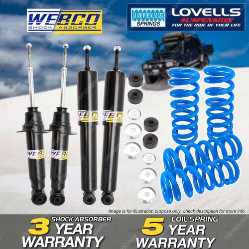 F + R Webco Shocks Lovells HD Raised Springs for Mitsubishi Pajero NP NS NT NW