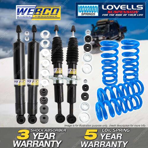 Front Rear Webco Shock Absorber Raised Spring for Toyota Prado 120 Series V6 SWB