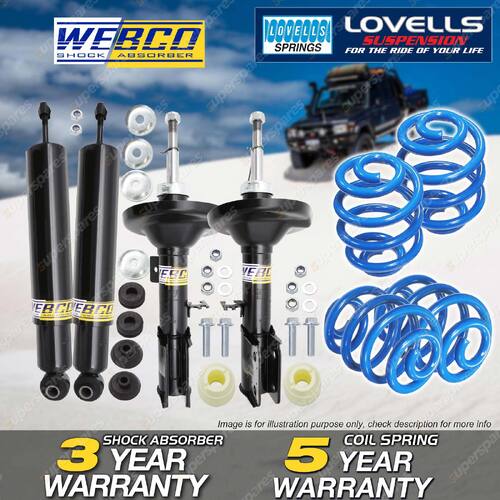 F + R Webco Shock Absorber Lovells Super Low Spring for Holden Commodore VZ 3.8L