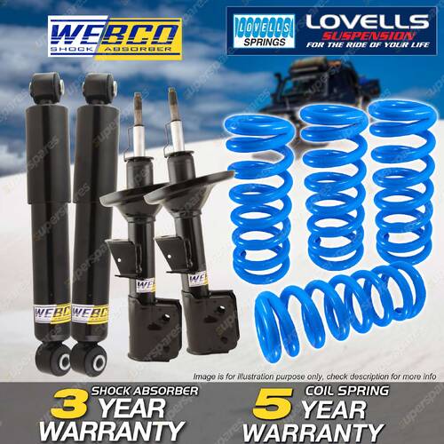 Front Rear Webco Shock Absorbers Lovells Raised Springs for Jeep Cherokee KJ KK