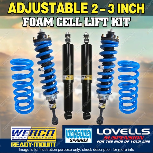 Adjustable 2 - 3 Inch Foam Cell Complete Shock Lift Kit for Toyota Prado 120 150