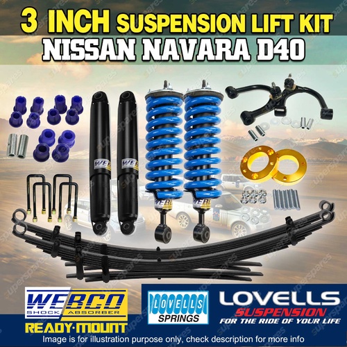 75mm + 50mm Complete Strut Lift Kit Control Arm for Nissan Navara D40 05-On