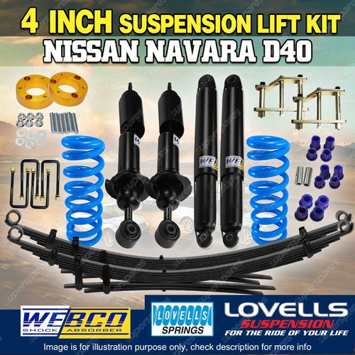 4 Inch 100mm RAW 4x4 Lovells Suspension Lift Kit for Nissan Navara D40 STX550