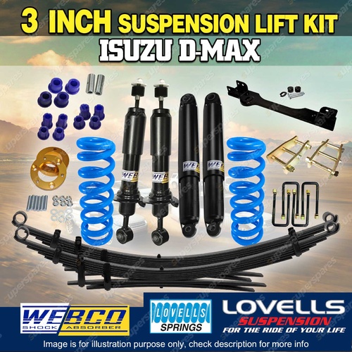 3 Inch 75mm Lovells RAW 4x4 Suspension Lift Kit Diff Drop for Isuzu D-Max TF