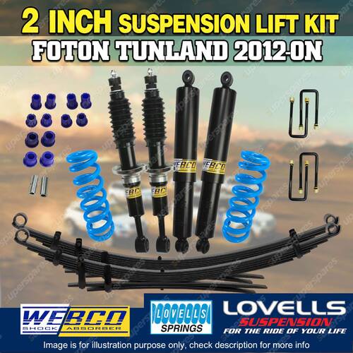 2" 50mm Webco Shocks Lovells Coil RAW 4x4 Leaf Lift Kit for Foton Tunland 12-on