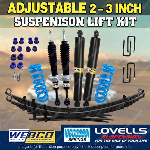 Adjustable 2-3 Inch Lovells Coil RAW Leaf Shock Lift Kit for Foton Tunland 12-on