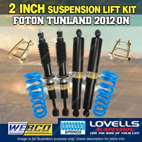 2" 50mm Easy Lift Kit Shocks Lovells Coil Shackles for Foton Tunland 12-on