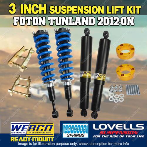 3 Inch 75mm Lovells Coil Shocks Lift Kit Complete Strut for Foton Tunland 12-on