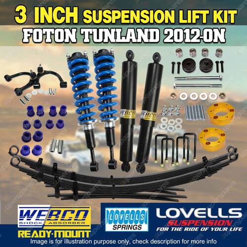 75mm + 50mm Lovells Complete Strut Lift Kit Control Arm for Foton Tunland 12-on