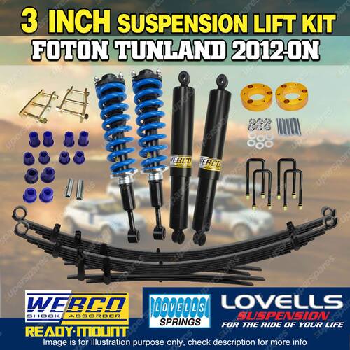 3" 75mm Complete Strut Lovells Coil RAW Leaf Lift Kit for Foton Tunland 12-on