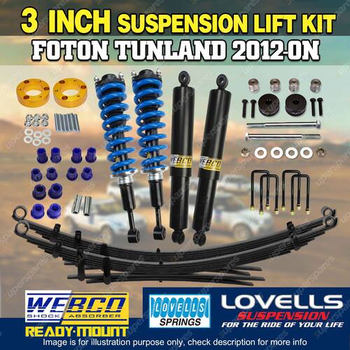 75mm + 50mm Pre Assembled Lift Kit Diff Drop RAW Leaf for Foton Tunland 12-on