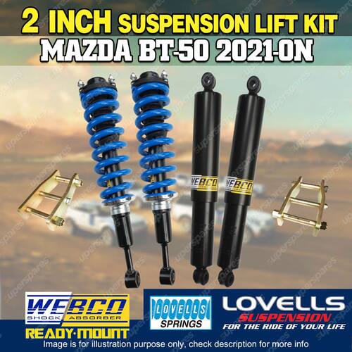 2" 50mm Easy Lift Kit Webco Shocks Lovells Coil Shackle for Mazda BT-50 21-on