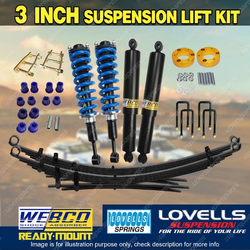 3" 75mm Lift Kit Complete Strut Raw Leaf Lovell Coil Extend Shackle for LDV T60