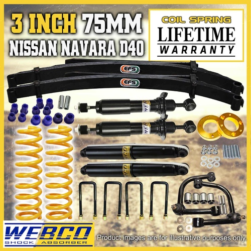 75mm + 50mm Lift Kit King Coil EFS Leaf Spring Control Arm for Nissan Navara D40