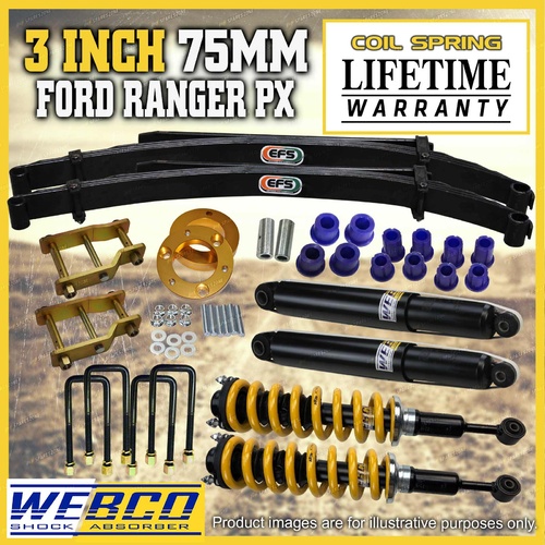 3" 75mm Pre Assembled Lift Kit Extended Shackle EFS Leaf for Ford Ranger 12-18