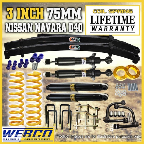 3 Inch 75mm Lift Kit Shocks EFS Leaf Spring Control Arm for Nissan Navara D40