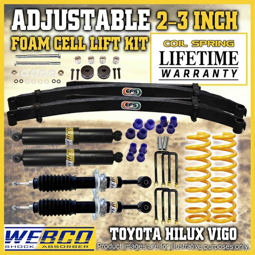 Adjustable 2 - 3 Inch Foam Cell Lift Kit Diff Drop for Toyota Hilux KUN26 GGN25