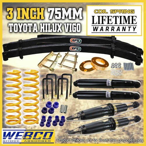 3 Inch 75mm Lift Kit Shocks EFS Leaf King Springs for Toyota Hilux KUN26 GGN25