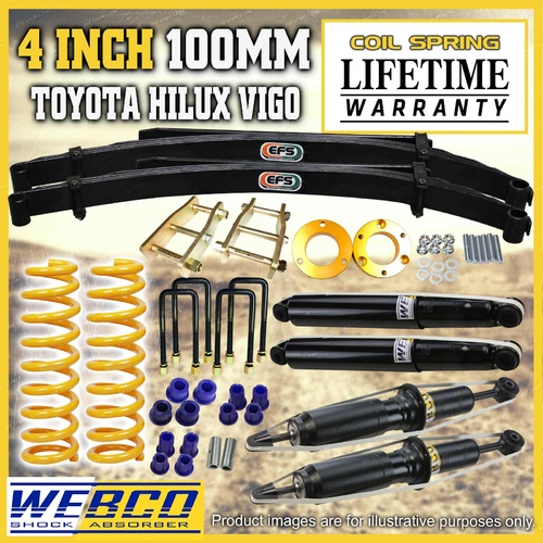 4 Inch 100mm Lift Kit Shocks EFS Leaf King Spring for Toyota Hilux KUN26 GGN25