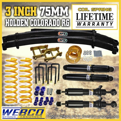 3 Inch 75mm Lift Kit Webco Shocks King Springs EFS Leaf for Holden Colorado RG