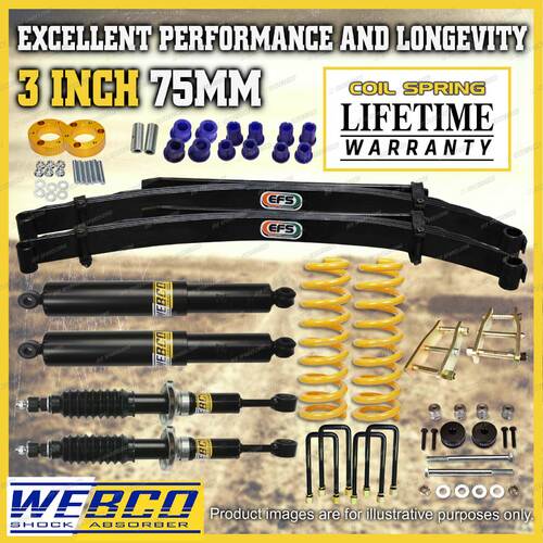 3" 75mm Lift Kit Shocks King Coil EFS Leaf Diff Drop for Foton Tunland 12-on