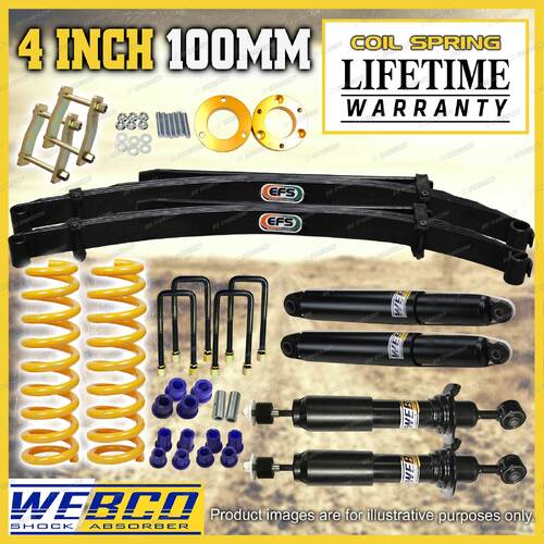 4" Lift Kit Shocks King Coil EFS Leaf Shackle Spacer for Mitsubishi Triton MQ