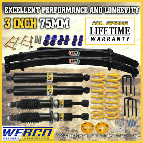 3" 75mm Lift Kit Shocks King Coil EFS Leaf Shackle for Ford Ranger PX3 18-22