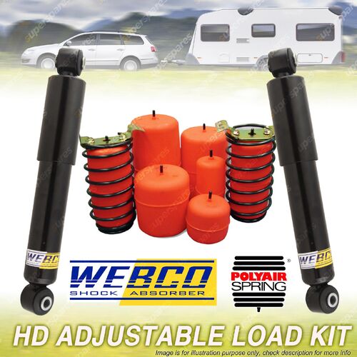 Rear Webco Shock + Airbag Adjustable Load Kit 450kg for FORD COURIER 4WD PE Ute